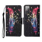 For Samsung Galaxy S20 FE Colored Drawing Pattern Horizontal Flip Leather Case with Holder & Card Slots & Wallet & Lanyard(Feather) - 1