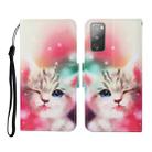 For Samsung Galaxy S20 FE Colored Drawing Pattern Horizontal Flip Leather Case with Holder & Card Slots & Wallet & Lanyard(Squint Cat) - 1