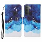 For Samsung Galaxy S21 5G Colored Drawing Pattern Horizontal Flip Leather Case with Holder & Card Slots & Wallet & Lanyard(Watercolor Fish) - 1