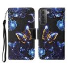 For Samsung Galaxy S21 5G Colored Drawing Pattern Horizontal Flip Leather Case with Holder & Card Slots & Wallet & Lanyard(Moon Butterfly) - 1