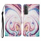 For Samsung Galaxy S21 5G Colored Drawing Pattern Horizontal Flip Leather Case with Holder & Card Slots & Wallet & Lanyard(Whirlpool Marble) - 1