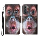 For Samsung Galaxy S21+ 5G Colored Drawing Pattern Horizontal Flip Leather Case with Holder & Card Slots & Wallet & Lanyard(Orangutan) - 1