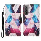 For Samsung Galaxy S21+ 5G Colored Drawing Pattern Horizontal Flip Leather Case with Holder & Card Slots & Wallet & Lanyard(Starry Marble) - 1
