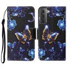 For Samsung Galaxy S21+ 5G Colored Drawing Pattern Horizontal Flip Leather Case with Holder & Card Slots & Wallet & Lanyard(Moon Butterfly) - 1