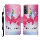 For Samsung Galaxy S21+ 5G Colored Drawing Pattern Horizontal Flip Leather Case with Holder & Card Slots & Wallet & Lanyard(Eyelash Unicorn) - 1
