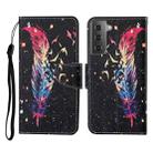 For Samsung Galaxy S21+ 5G Colored Drawing Pattern Horizontal Flip Leather Case with Holder & Card Slots & Wallet & Lanyard(Feather) - 1