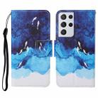 For Samsung Galaxy S21 Ultra 5G Colored Drawing Pattern Horizontal Flip Leather Case with Holder & Card Slots & Wallet & Lanyard(Watercolor Fish) - 1
