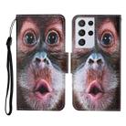 For Samsung Galaxy S21 Ultra 5G Colored Drawing Pattern Horizontal Flip Leather Case with Holder & Card Slots & Wallet & Lanyard(Orangutan) - 1