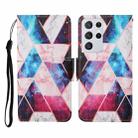 For Samsung Galaxy S21 Ultra 5G Colored Drawing Pattern Horizontal Flip Leather Case with Holder & Card Slots & Wallet & Lanyard(Starry Marble) - 1