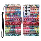 For Samsung Galaxy S21 Ultra 5G Colored Drawing Pattern Horizontal Flip Leather Case with Holder & Card Slots & Wallet & Lanyard(Tribal Ethnic Style) - 1