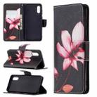 For Samsung Galaxy A02 / M02 Colored Drawing Pattern Horizontal Flip Leather Case with Holder & Card Slots & Wallet(Lotus) - 1