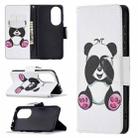 For Huawei P50 Colored Drawing Pattern Horizontal Flip Leather Case with Holder & Card Slots & Wallet(Panda) - 1