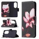 For Huawei P50 Pro Colored Drawing Pattern Horizontal Flip Leather Case with Holder & Card Slots & Wallet(Lotus) - 1