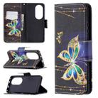 For Huawei P50 Pro Colored Drawing Pattern Horizontal Flip Leather Case with Holder & Card Slots & Wallet(Big Butterfly) - 1