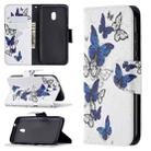 For Nokia C1 Plus Colored Drawing Pattern Horizontal Flip Leather Case with Holder & Card Slots & Wallet(Blue Butterflies) - 1