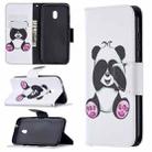 For Nokia C1 Plus Colored Drawing Pattern Horizontal Flip Leather Case with Holder & Card Slots & Wallet(Panda) - 1