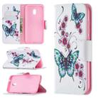 For Nokia C1 Plus Colored Drawing Pattern Horizontal Flip Leather Case with Holder & Card Slots & Wallet(Peach Blossom Butterfly) - 1