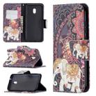 For Nokia C1 Plus Colored Drawing Pattern Horizontal Flip Leather Case with Holder & Card Slots & Wallet(Flowers Elephant) - 1