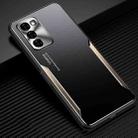 For OPPO A55 5G Blade Series TPU Frame + Titanium Alloy Sand Blasting Technology Backplane + Color Aluminum Alloy Decorative Edge Mobile Phone Protective Shell(Black + Gold) - 1