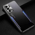 For OPPO A55 5G Blade Series TPU Frame + Titanium Alloy Sand Blasting Technology Backplane + Color Aluminum Alloy Decorative Edge Mobile Phone Protective Shell(Black + Blue) - 1