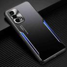 For OPPO A93 5G Blade Series TPU Frame + Titanium Alloy Sand Blasting Technology Backplane + Color Aluminum Alloy Decorative Edge Mobile Phone Protective Shell(Black + Blue) - 1