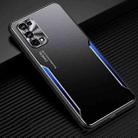 For OPPO Realme X7 Blade Series TPU Frame + Titanium Alloy Sand Blasting Technology Backplane + Color Aluminum Alloy Decorative Edge Mobile Phone Protective Shell(Black + Blue) - 1