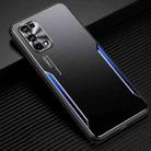 For OPPO Realme X7 Pro Blade Series TPU Frame + Titanium Alloy Sand Blasting Technology Backplane + Color Aluminum Alloy Decorative Edge Mobile Phone Protective Shell(Black + Blue) - 1