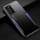 For Honor X10 5G Blade Series TPU Frame + Titanium Alloy Sand Blasting Technology Backplane + Color Aluminum Alloy Decorative Edge Mobile Phone Protective Shell(Black + Blue) - 1