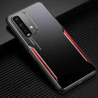 For Xiaomi Redmi Note 9 4G Blade Series TPU Frame + Titanium Alloy Sand Blasting Technology Backplane + Color Aluminum Alloy Decorative Edge Mobile Phone Protective Shell(Black + Red) - 1