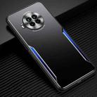 For Xiaomi Redmi Note 9 Pro Blade Series TPU Frame + Titanium Alloy Sand Blasting Technology Backplane + Color Aluminum Alloy Decorative Edge Mobile Phone Protective Shell(Black + Blue) - 1