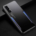 For OPPO Reno3 Pro Blade Series TPU Frame + Titanium Alloy Sand Blasting Technology Backplane + Color Aluminum Alloy Decorative Edge Mobile Phone Protective Shell(Black + Blue) - 1