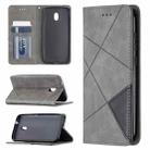 For Nokia C1 Plus Rhombus Texture Horizontal Flip Magnetic Leather Case with Holder & Card Slots(Grey) - 1