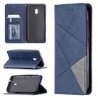 For Nokia C1 Plus Rhombus Texture Horizontal Flip Magnetic Leather Case with Holder & Card Slots(Blue) - 1