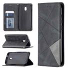 For Nokia C1 Plus Rhombus Texture Horizontal Flip Magnetic Leather Case with Holder & Card Slots(Black) - 1