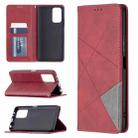 For Xiaomi Redmi Note 10 Pro Rhombus Texture Horizontal Flip Magnetic Leather Case with Holder & Card Slots(Red) - 1