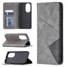 For Huawei P50 Rhombus Texture Horizontal Flip Magnetic Leather Case with Holder & Card Slots(Grey) - 1