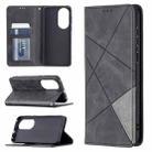 For Huawei P50 Rhombus Texture Horizontal Flip Magnetic Leather Case with Holder & Card Slots(Black) - 1