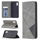 For Samsung Galaxy A02 Rhombus Texture Horizontal Flip Magnetic Leather Case with Holder & Card Slots(Grey) - 1