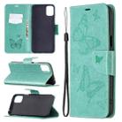 For LG K42 Two Butterflies Embossing Pattern Horizontal Flip Leather Case with Holder & Card Slot & Wallet & Lanyard(Green) - 1