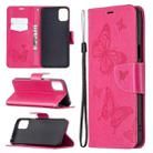 For LG K42 Two Butterflies Embossing Pattern Horizontal Flip Leather Case with Holder & Card Slot & Wallet & Lanyard(Rose Red) - 1