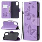For LG K42 Two Butterflies Embossing Pattern Horizontal Flip Leather Case with Holder & Card Slot & Wallet & Lanyard(Purple) - 1