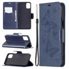 For LG K42 Two Butterflies Embossing Pattern Horizontal Flip Leather Case with Holder & Card Slot & Wallet & Lanyard(Dark Blue) - 1