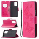 For Xiaomi Redmi Note 10 Pro Two Butterflies Embossing Pattern Horizontal Flip Leather Case with Holder & Card Slot & Wallet & Lanyard(Rose Red) - 1