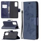 For Xiaomi Redmi Note 10 Pro Two Butterflies Embossing Pattern Horizontal Flip Leather Case with Holder & Card Slot & Wallet & Lanyard(Dark Blue) - 1