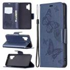 For Samsung Galaxy A32 4G Two Butterflies Embossing Pattern Horizontal Flip Leather Case with Holder & Card Slot & Wallet & Lanyard(Dark Blue) - 1