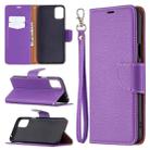 For LG K42 Litchi Texture Pure Color Horizontal Flip Leather Case with Holder & Card Slots & Wallet & Lanyard(Purple) - 1