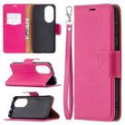 For Huawei P50 Litchi Texture Pure Color Horizontal Flip Leather Case with Holder & Card Slots & Wallet & Lanyard(Rose Red) - 1