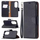 For Huawei P50 Pro Litchi Texture Pure Color Horizontal Flip Leather Case with Holder & Card Slots & Wallet & Lanyard(Black) - 1