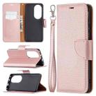 For Huawei P50 Pro Litchi Texture Pure Color Horizontal Flip Leather Case with Holder & Card Slots & Wallet & Lanyard(Rose Gold) - 1