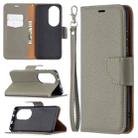 For Huawei P50 Pro Litchi Texture Pure Color Horizontal Flip Leather Case with Holder & Card Slots & Wallet & Lanyard(Grey) - 1